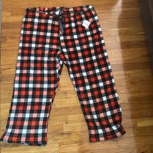 NYC UNDERGROUND red black white checker tartan fleece plus size 3X Pajama Pants